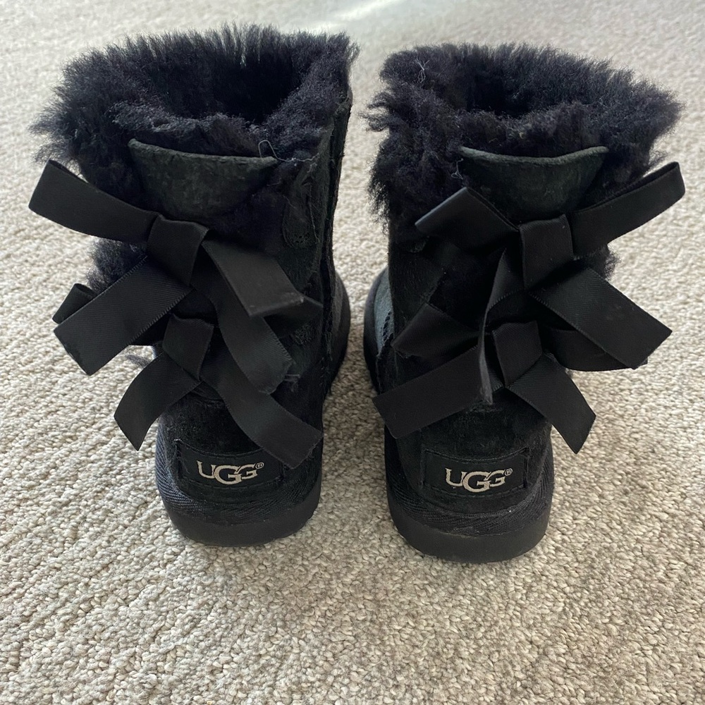 UGG Bailey Black Fur Boots with Bows